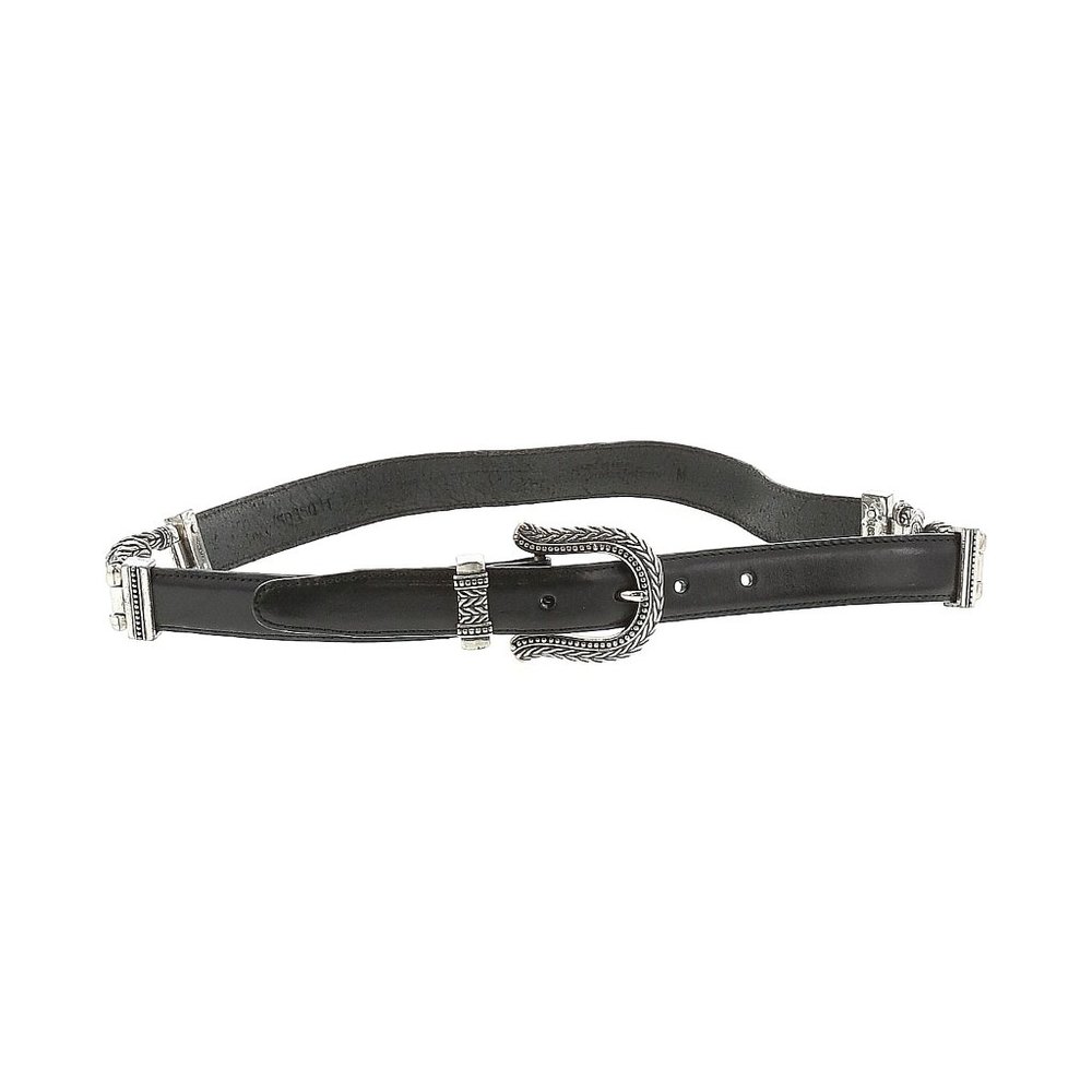 Western Horseshoe Concho Belt Vintage Stamped C 1996 Black Hardware Silver Med